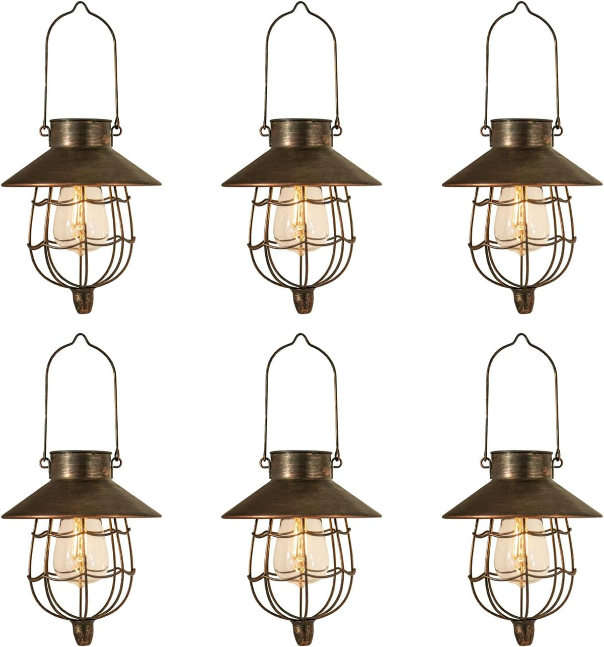 YAKii 6 Pack Solar Lantern Hanging Waterproof Outdoor Metal Solar Lamp with Warm White Light