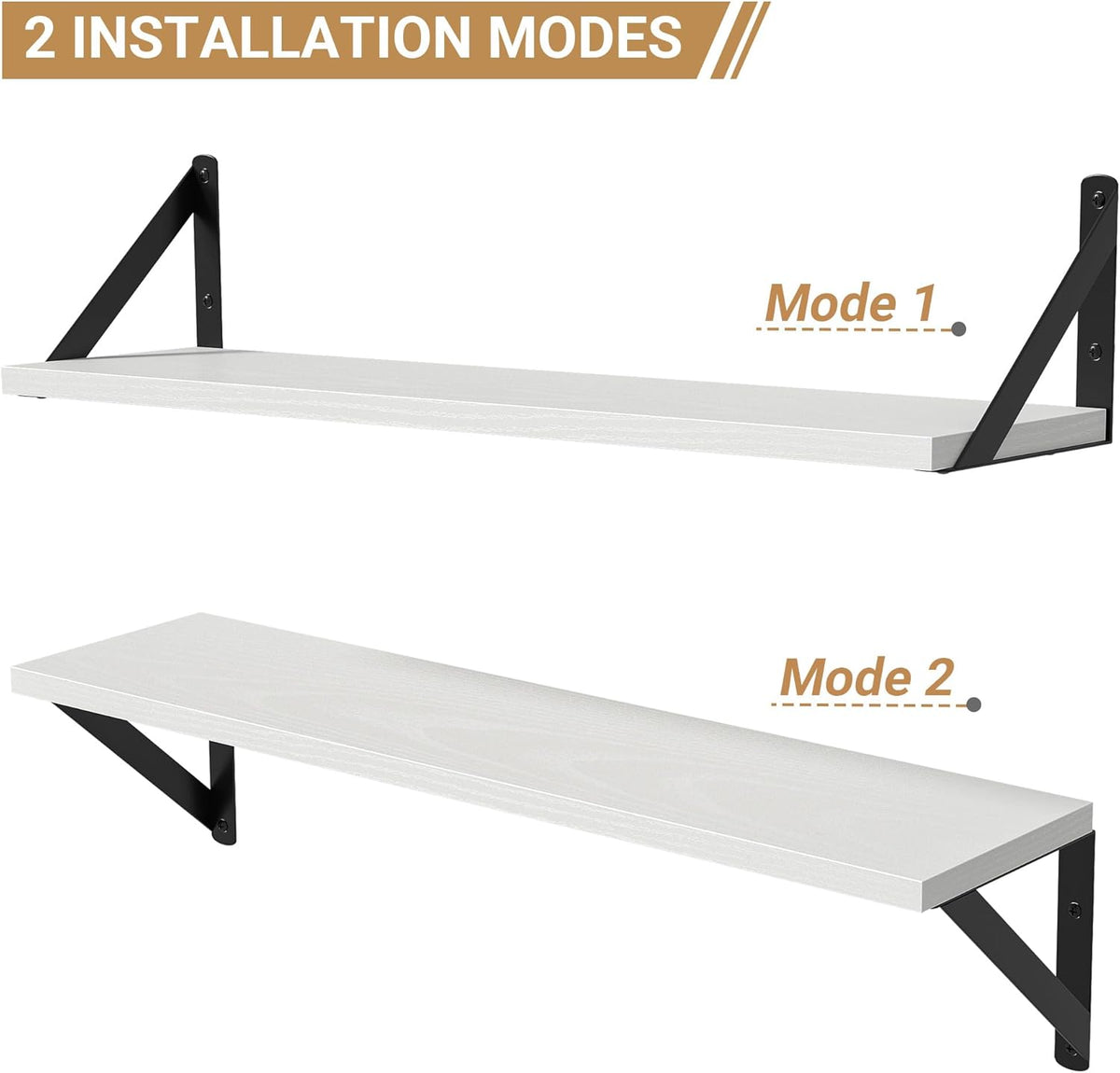 Heimlove Floating Shelves for Wall, 24 Inch Long Wood Floating Shelves Set of 3, Wall Mounted