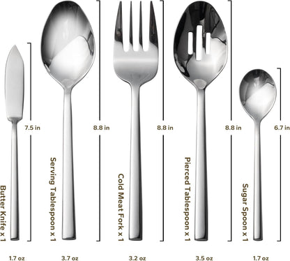 Alata Potter 65-Piece Forged Silverware Set, Service for 12 ??Premium Stainless Steel Flatware Set