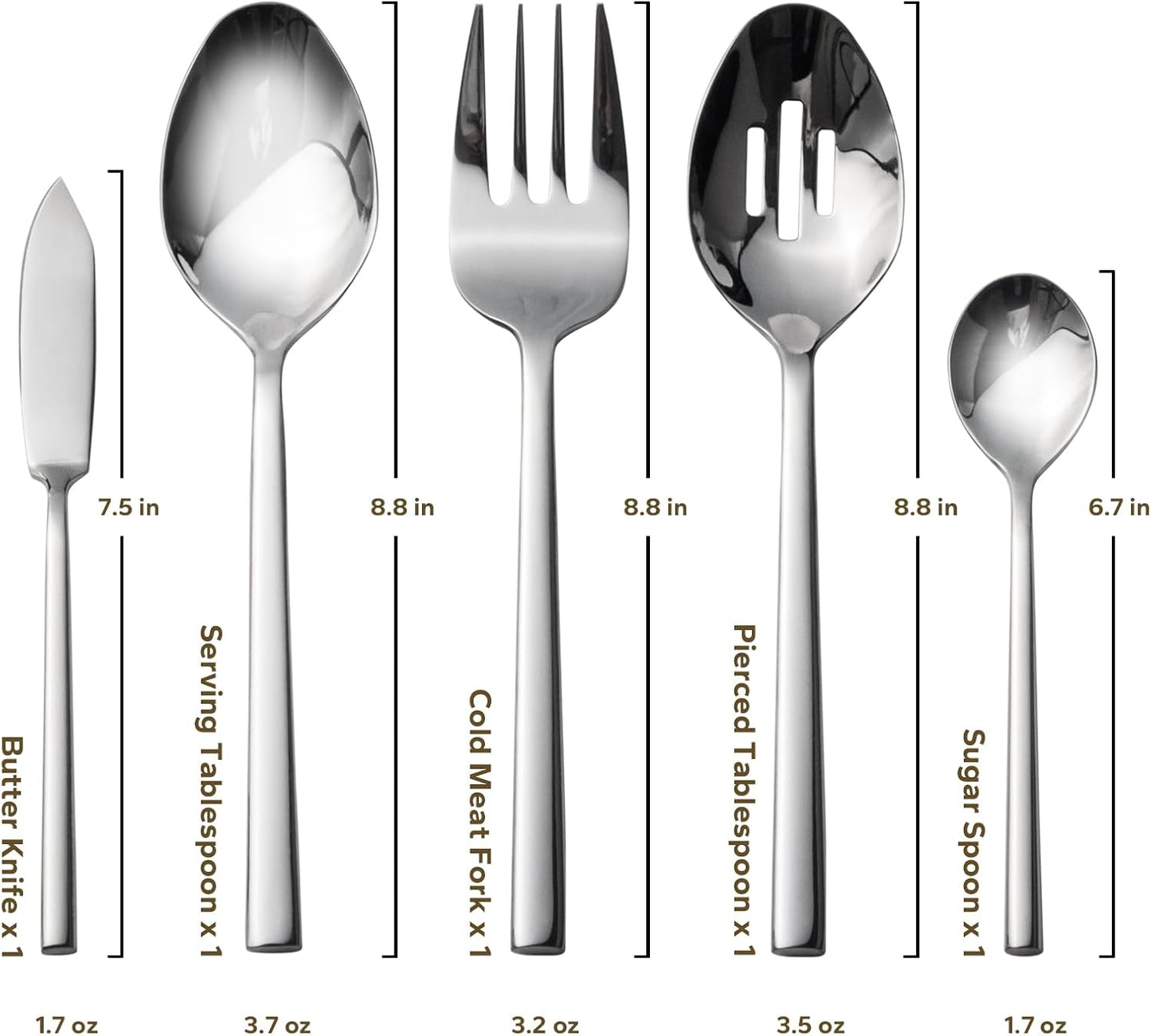 Alata Potter 45-Piece Forged Stainless Steel Flatware Set Cutlery Set,Service for 8,Silver