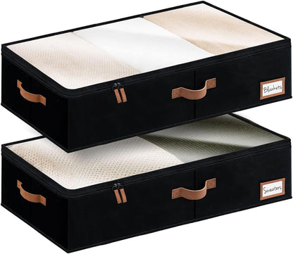 StorageWorks Large Under Bed Storage Containers with Handles and Label Holder, 2 Pack Ultra-thick
