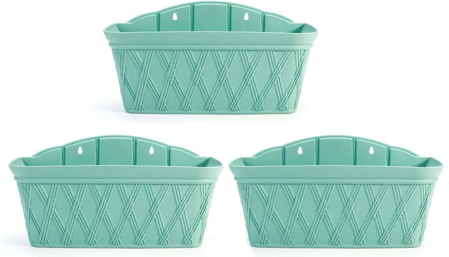 Sungmor 3 Pack Wall Hanging Planters, 16.5 Inch Railing Fence Hanging Flower Pots, Thickened