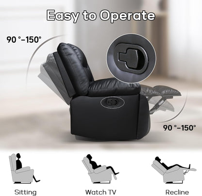EBELLO Manual Faux Leather Recliner Sofa Set, Recliner Chair, Loveseat Reclining Sofa and 3 Seat