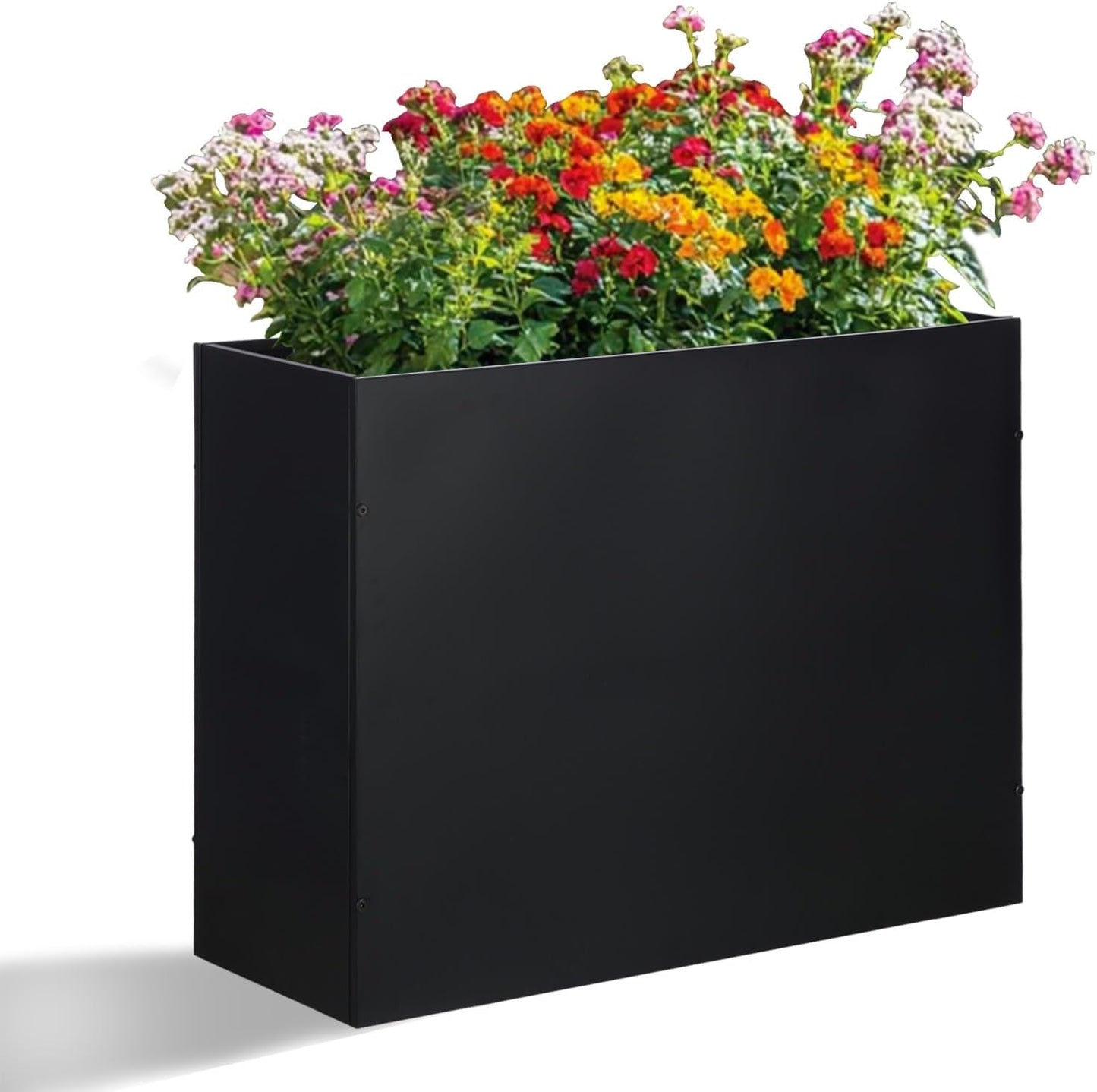 SUNNYPARK Large Metal Planter Box 32”x 12”x 24”, Rectangular Modern Black Metal Planter Box Heavy