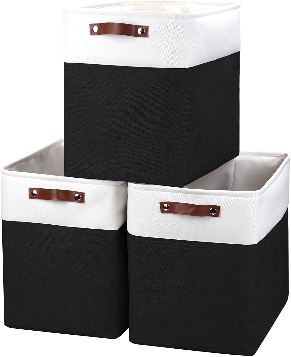 Large Fabric Storage Baskets | 50L Storage Bins, Decorative Linen Closet Baskets with Handles for
