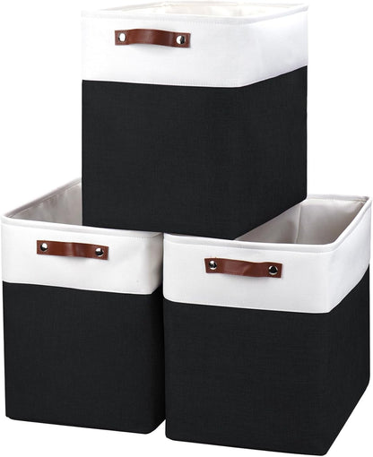 Large Fabric Storage Baskets | 50L Storage Bins, Decorative Linen Closet Baskets with Handles for
