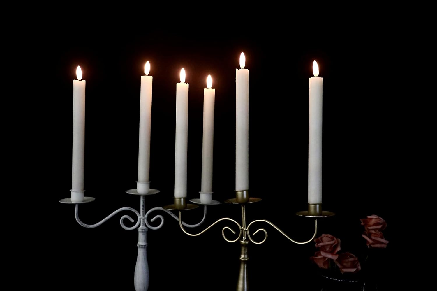 GenSwin Flameless Flickering Taper Candles with 2 Remote Controls and Timer, Real Wax 3D Wick Light
