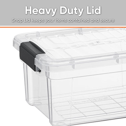 Superio Clear Plastic Storage Bin with Lid, 3.5 Qt, Non-Toxic, BPA Free, Odor Free, Organizer