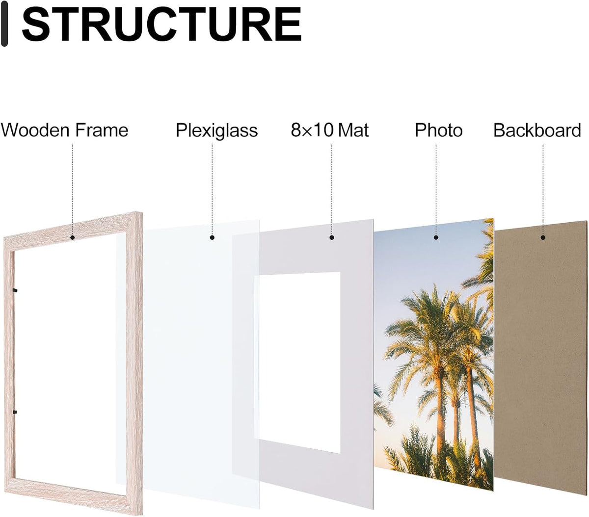 Vittanly 11x14 Picture Frames Set of 9, Shatter Resistant Plexiglass, Display 8x10 Pictures with