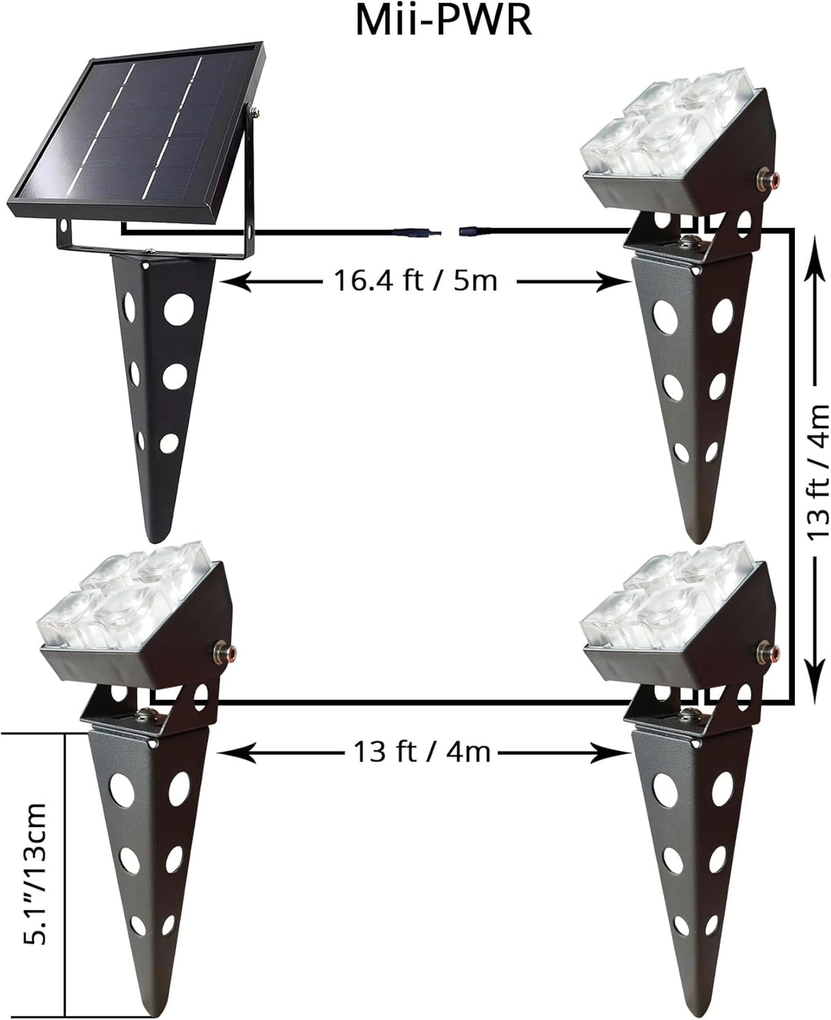 Solar Spot Lights Outdoor Waterproof IP65 Landscape Spotlights with Metal Stake 42ft Cable 3-in-1