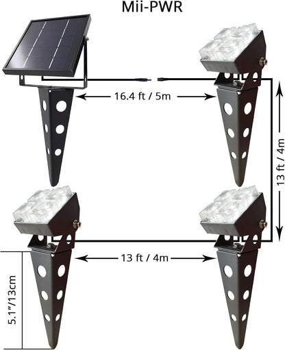 Solar Spot Lights Outdoor Waterproof IP65 Landscape Spotlights with Metal Stake 42ft Cable 3-in-1
