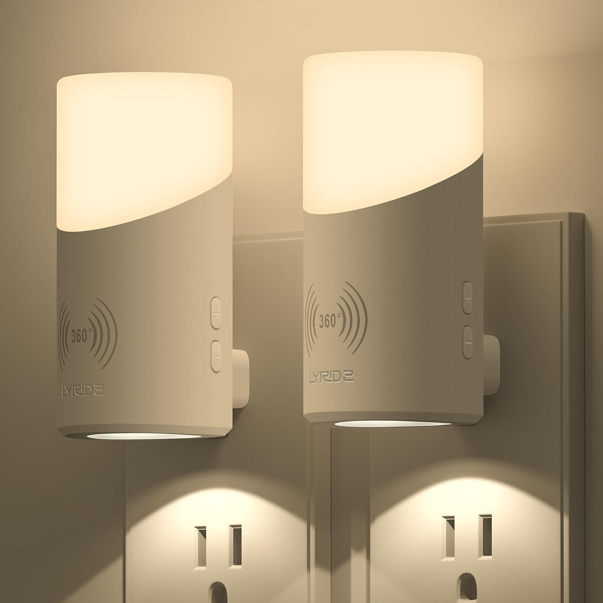 Lyridz LED Plug-in Night Light with 360° Motion Sensor, 1-150 Lumens Dimmable Nightlights Indoor