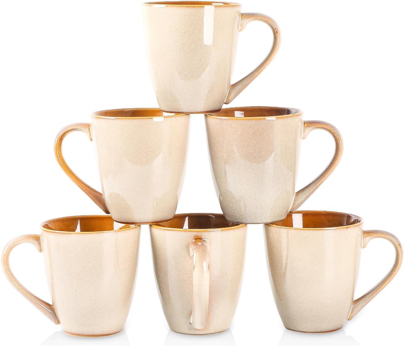 vicrays Coffee Mug Set, 12 Ounce, Set of 6, Ceramic Mug for Men, Women, Unique Glazed Mugs with
