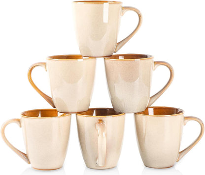 vicrays Coffee Mug Set, 12 Ounce, Set of 6, Ceramic Mug for Men, Women, Unique Glazed Mugs with