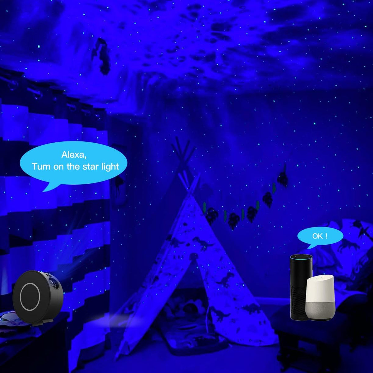 Star Projector, Galaxy Projector for Bedroom, Smart APP & Voice Control Galaxy lamp, Compatible