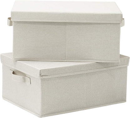 HOONEX Foldable Storage Bins with Lids, 2 Pack, Storage Boxes with Carrying Handles and Sturdy