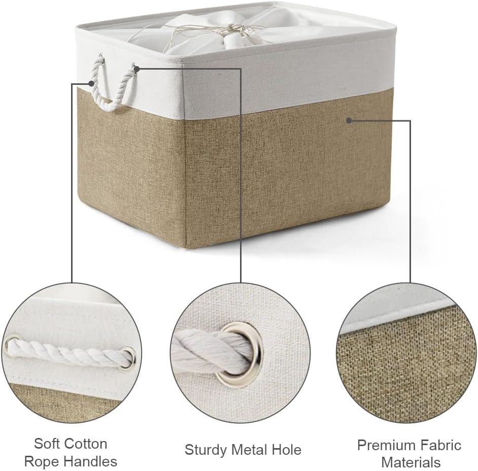 TheWarmHome Organization Basket - 20x16x14 inch Jumbo 3 Pack Collapsible Storage Bins for Shelves