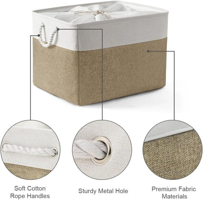TheWarmHome Organization Basket - 20x16x14 inch Jumbo 3 Pack Collapsible Storage Bins for Shelves