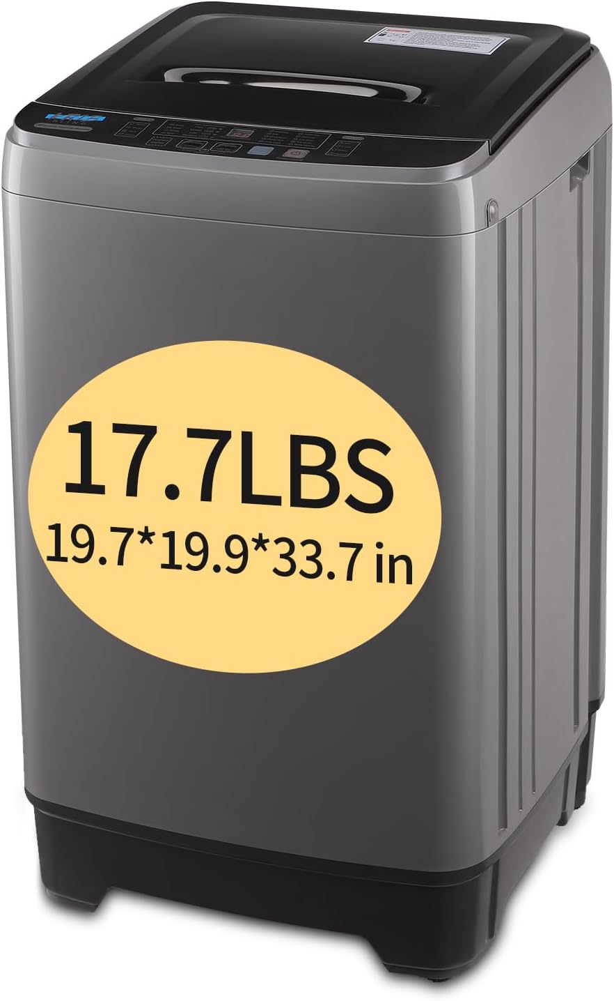 17.7 lbs Full-Automatic Washing Machine with LED Display, Portable Compact Laundry Washer with