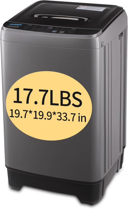 17.7 lbs Full-Automatic Washing Machine with LED Display, Portable Compact Laundry Washer with