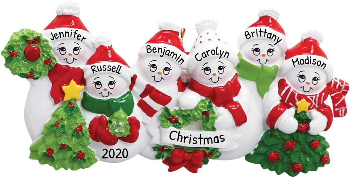 3D Snowman Family of 6 Ornament 2025 Personalized Family Christmas Ornaments 2025 | Snow People