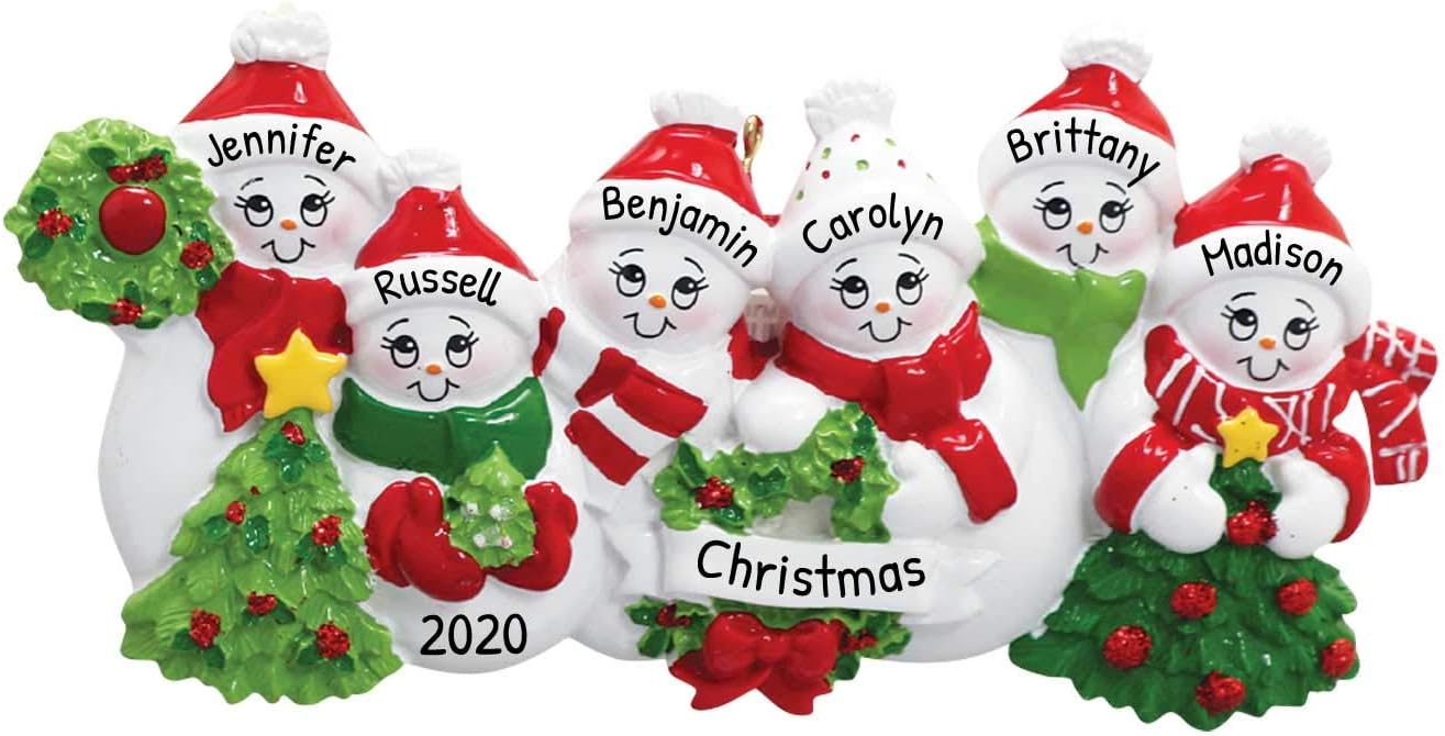 3D Snowman Family of 6 Ornament 2025 Personalized Family Christmas Ornaments 2025 | Snow People
