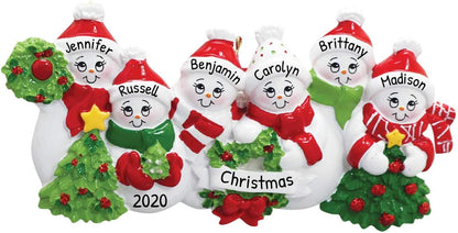 3D Snowman Family of 6 Ornament 2025 Personalized Family Christmas Ornaments 2025 | Snow People