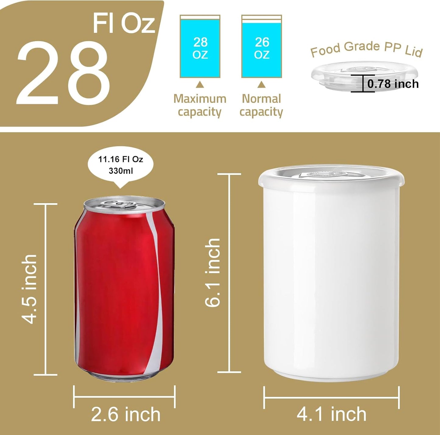 Sweejar Ceramic Food Storage Jar, Salt Container with Airtight Plastic Lid & Date Tracker, 28 Oz