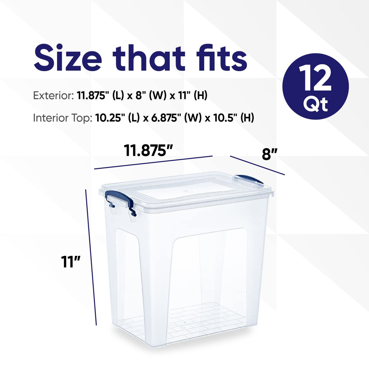 Superio Clear Storage Boxes with Lids, 8.75 Quart Plastic Container Bins for Organizing, Stackable