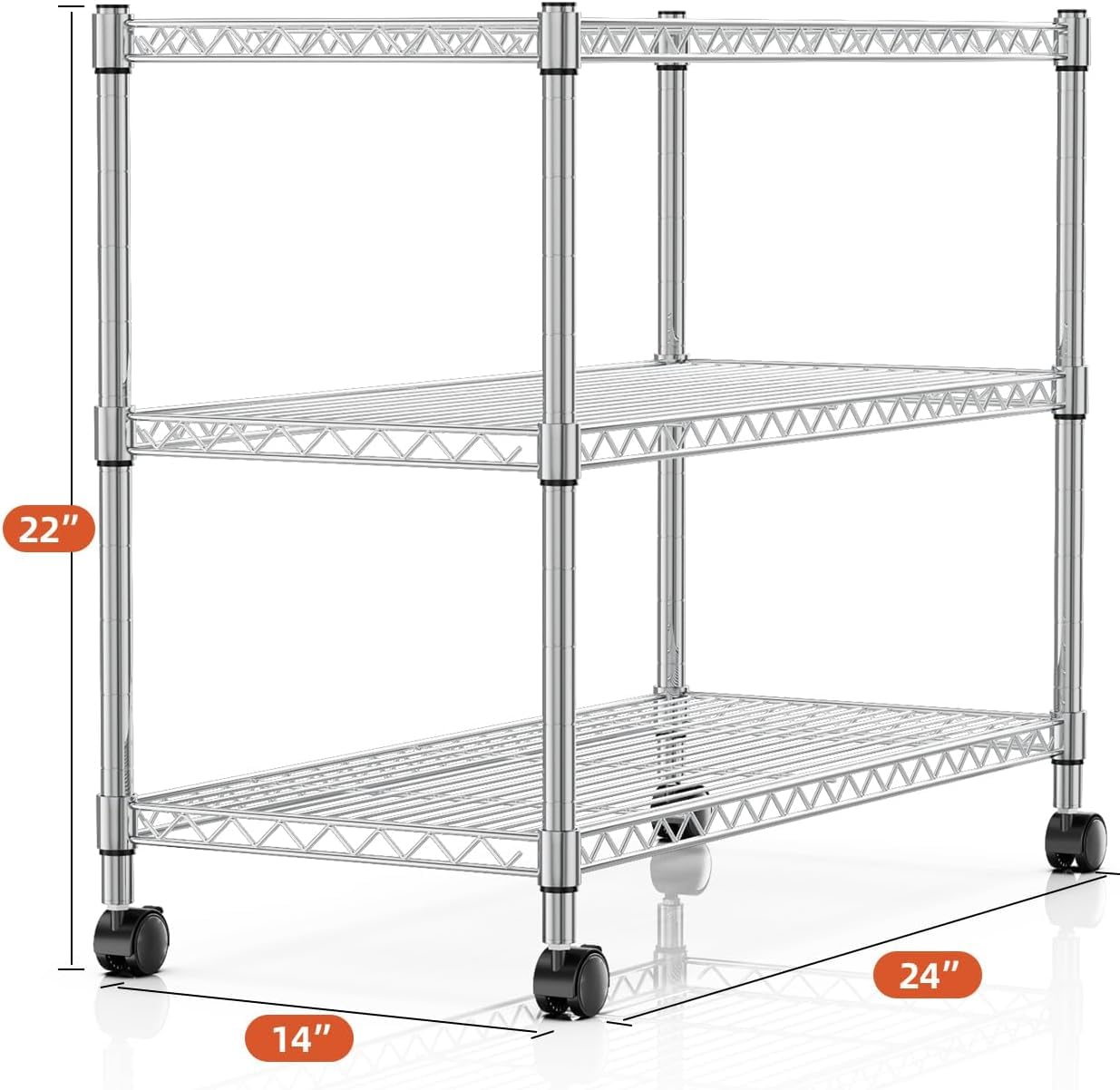 Simple Deluxe 3-Tier Storage Shelves, 750 Lbs Loading Capacity, 24.02" W x 13.78" D x 21.97" H