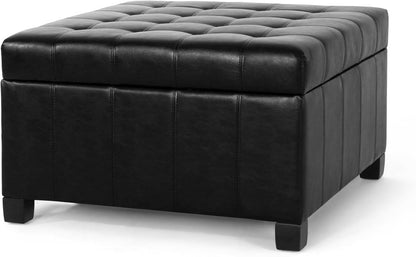 Christopher Knight Home Faux Leather Storage Ottoman Square Ottoman End of Bed Ottoman Cube for