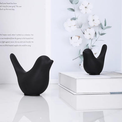 Small Animal Statues, Black Bird Figurines Home Decor, Modern Home Decorative, Ceramic Decor for