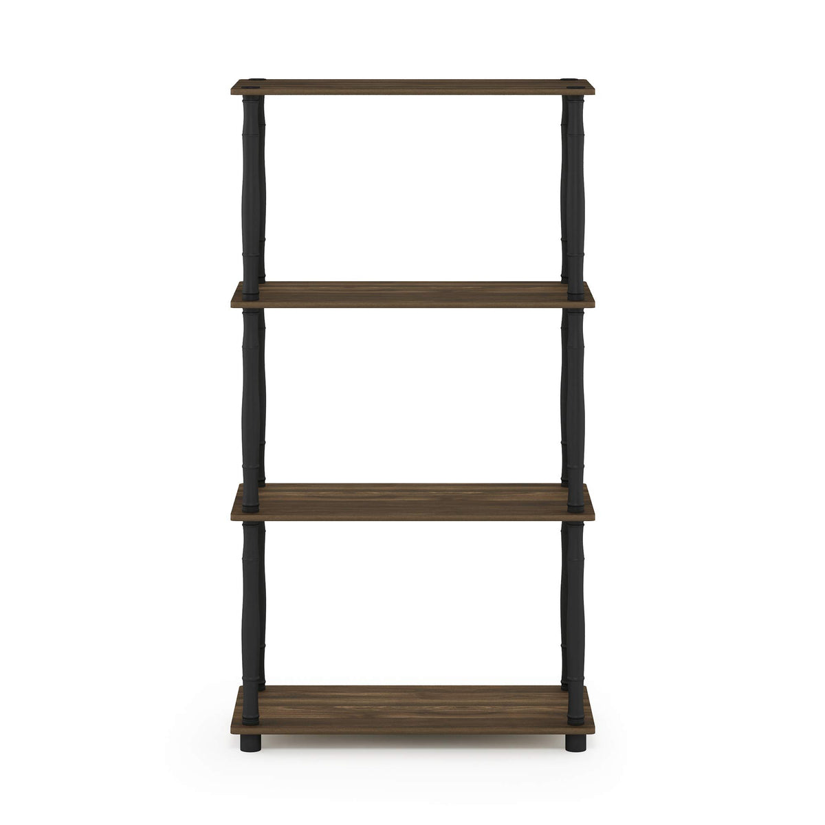 Furinno Turn-N-Tube 4-Tier Multipurpose Shelf Display Rack, Classic Tubes, Columbia Walnut/Black