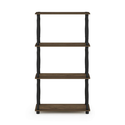 Furinno Turn-N-Tube 4-Tier Multipurpose Shelf Display Rack, Classic Tubes, Columbia Walnut/Black