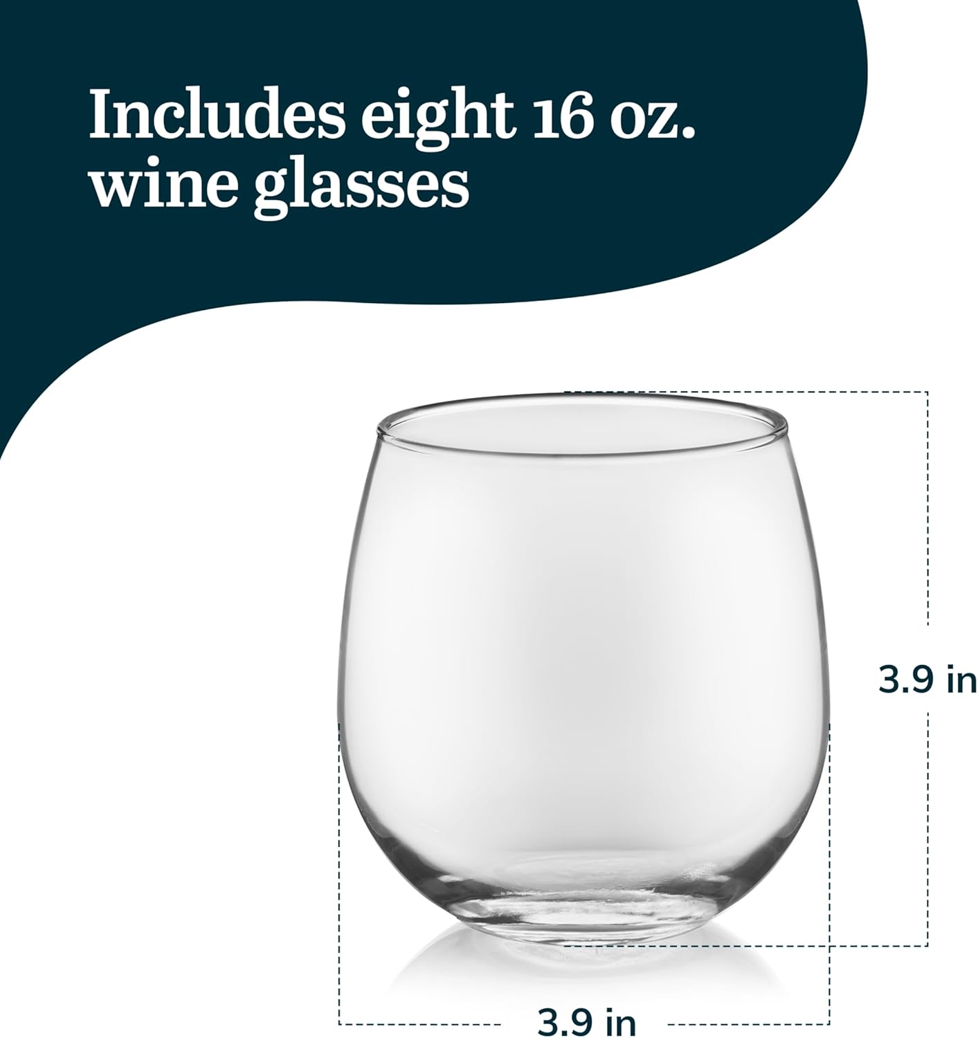Libbey Stemless Red Wine Glasses, 16.75 Oz Classy, Wide Bowl Stemless Wine Glasses Set of 8, Chip