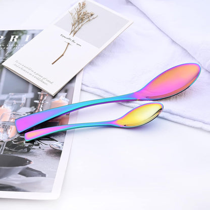 24-Piece Rainbow Flatware, Mirror 18/10 Stainless Steel Modern & Luxury Dinnerware Set With