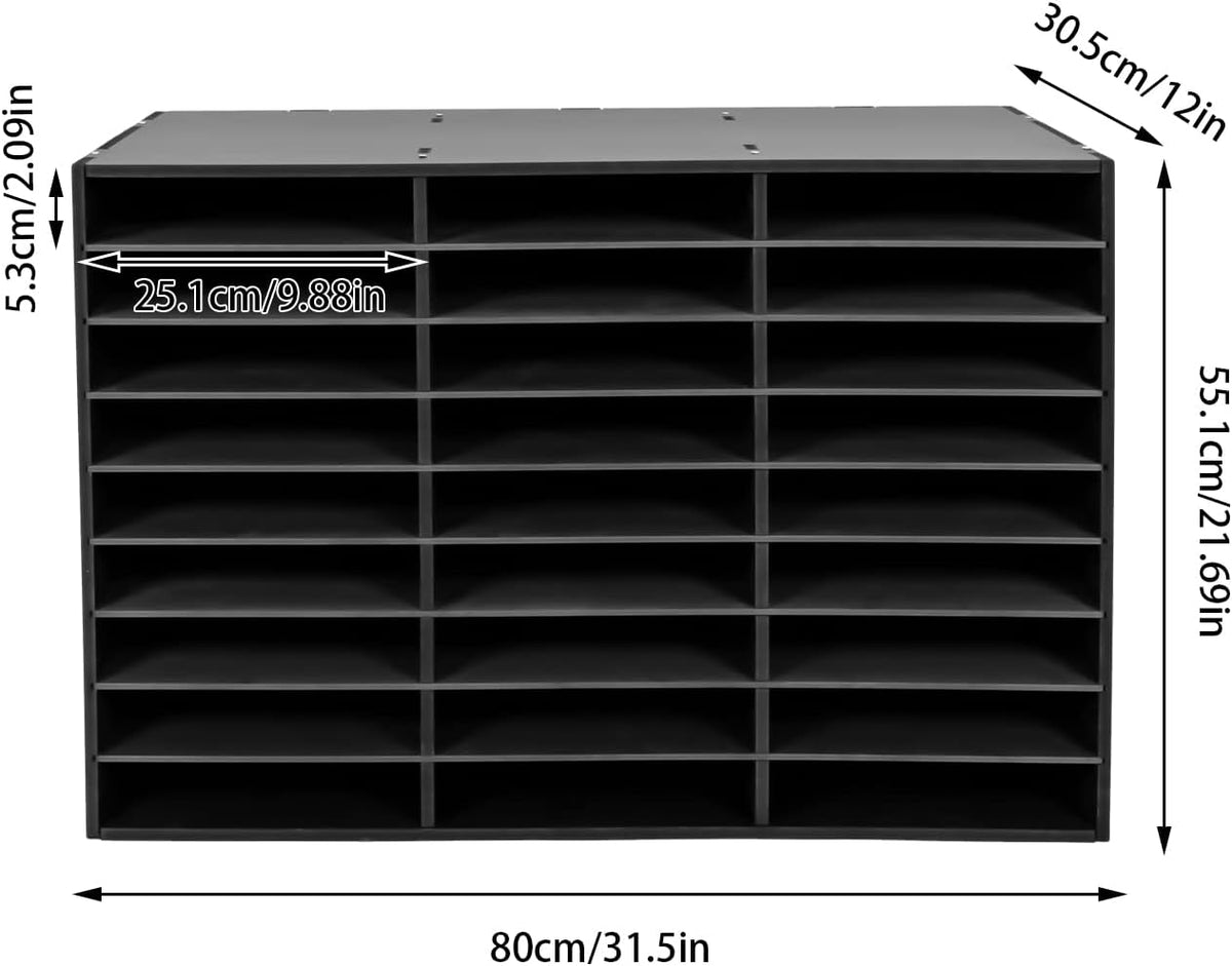 Literature Organizer 27 Slots Compartments Desktop File Sorter Mail Center Paper Storage Cabinet