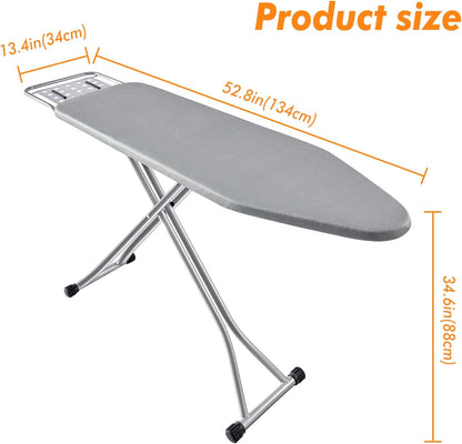 Ironing Board, Heat Resistant Cover Iron Board with Steam Rest, Non-Slip Foldable Ironing Stand.
