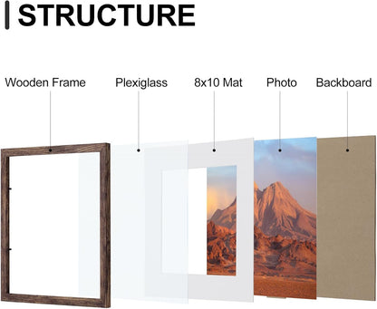 Vittanly 11x14 Picture Frames Set of 9, Shatter Resistant Plexiglass, Display 8x10 Pictures with