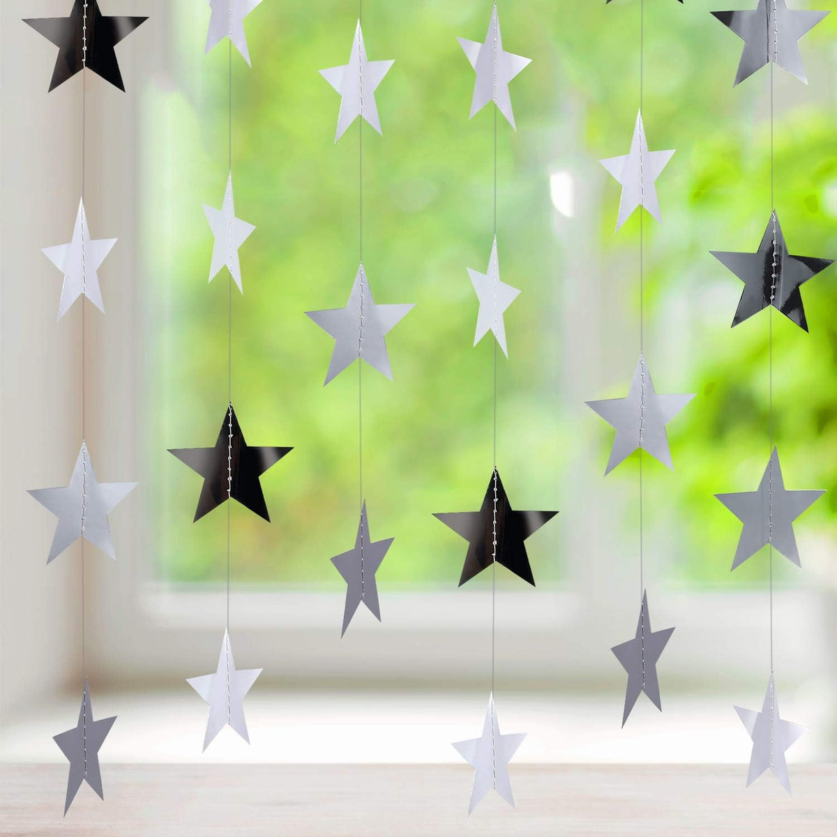 Patelai Glitter Star Garland Banner Decor 130 Feet Star Hanging Bunting Banner Twinkle Backdrop for