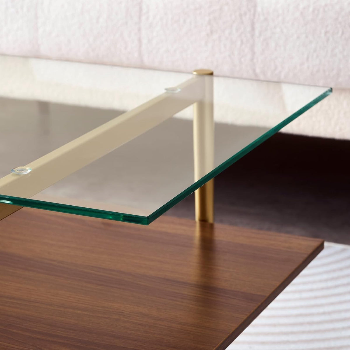 Rectangle Coffee Table, Mid-Century Modern Design, L41 W21 x H17, for Living Room, 2-Tier