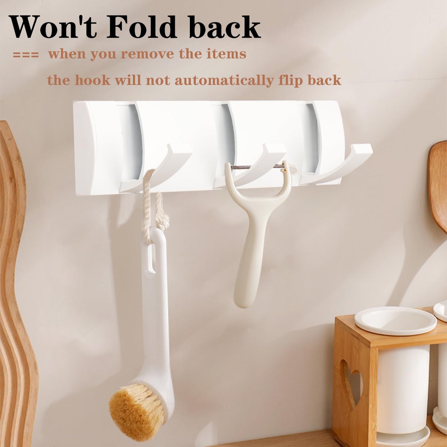 Folding Coat Hooks, Wall Mounted Coat Rack with 3 Retractable Hooks, Heavy Duty Towel Rack for