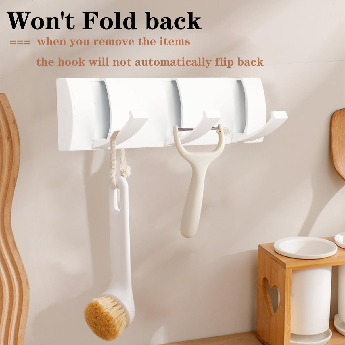 Folding Coat Hooks, Wall Mounted Coat Rack with 3 Retractable Hooks, Heavy Duty Towel Rack for