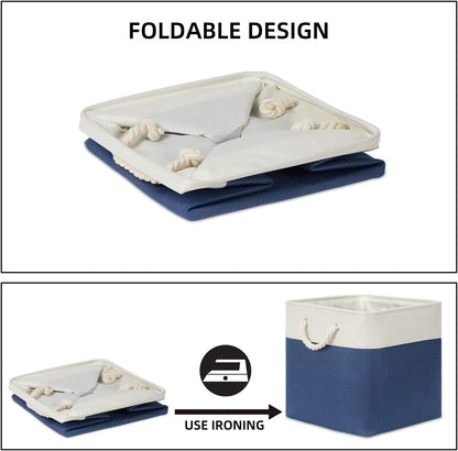 Bidtakay Storage Baskets Large Cube Storage Bins Fabric Baskets for Organizing Shelves 13x13 Navy