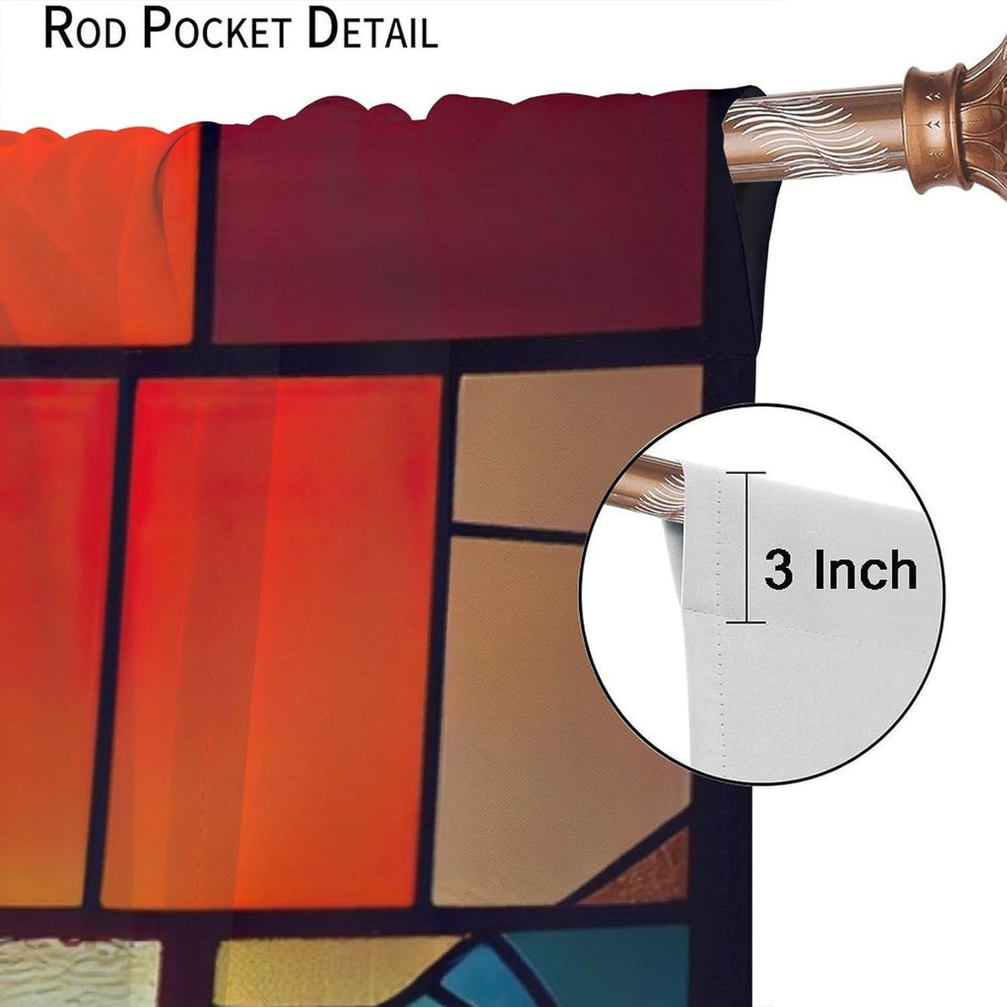 Stained Glass Curtains,Retro Abstract Colorful Geometry Textures Art Home Decor Drapes for Bedroom