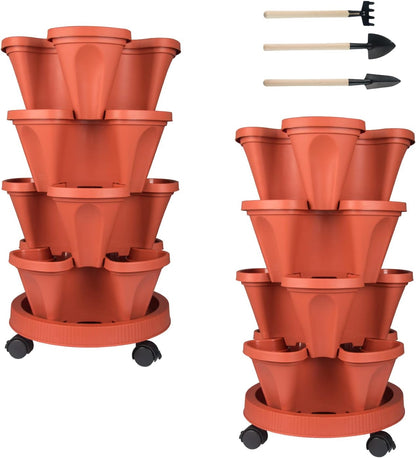 Vertical Planter 4 Tier Stackable Planters Garden Planters Strawberry Herb Flower and Vegetable