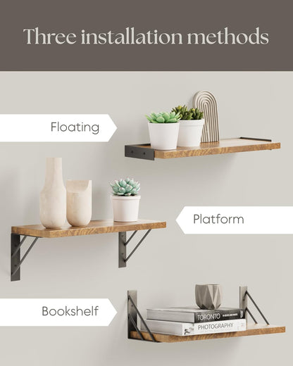 BAYKA Wall Shelves for Bedroom Decor, Floating Wall Shelves for Living Room Kitchen Storage, Wall
