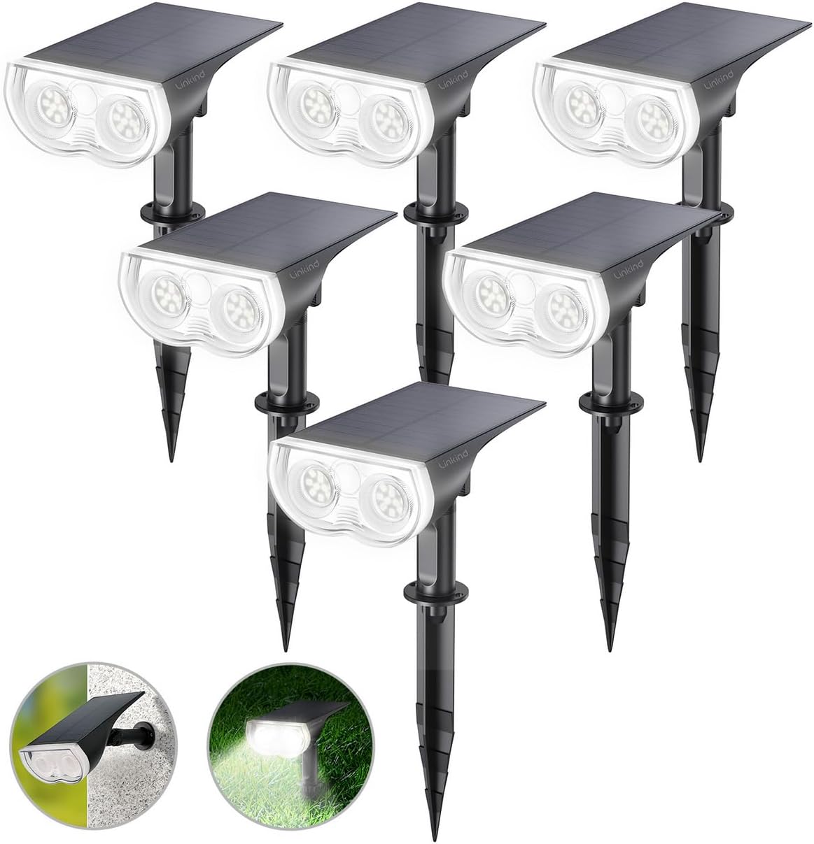 Linkind Solar Lights Outdoor Waterproof IP67, StarRay Dusk-to-Dawn Outdoor Solar Lights, 3 Lighting