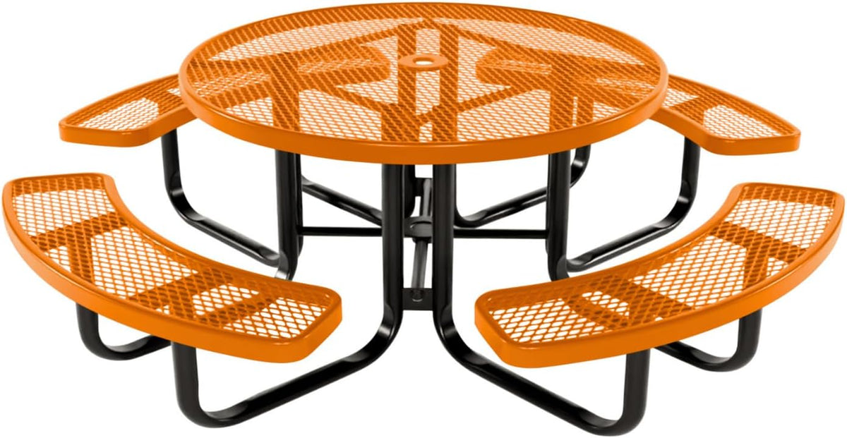 Coated Outdoor Furniture Heavy-Duty Portable Outdoor Kids Table with Umbrella Hole, Expanded Metal
