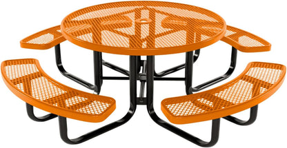Heavy-Duty Portable Outdoor Kids Table with Umbrella Hole, Expanded Metal Kids Picnic Table